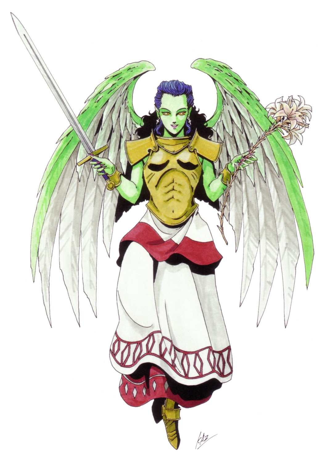 armor, gabriel_(megaten), kaneko_kazuma, megaten, shin_megami_tensei, sword, wings
