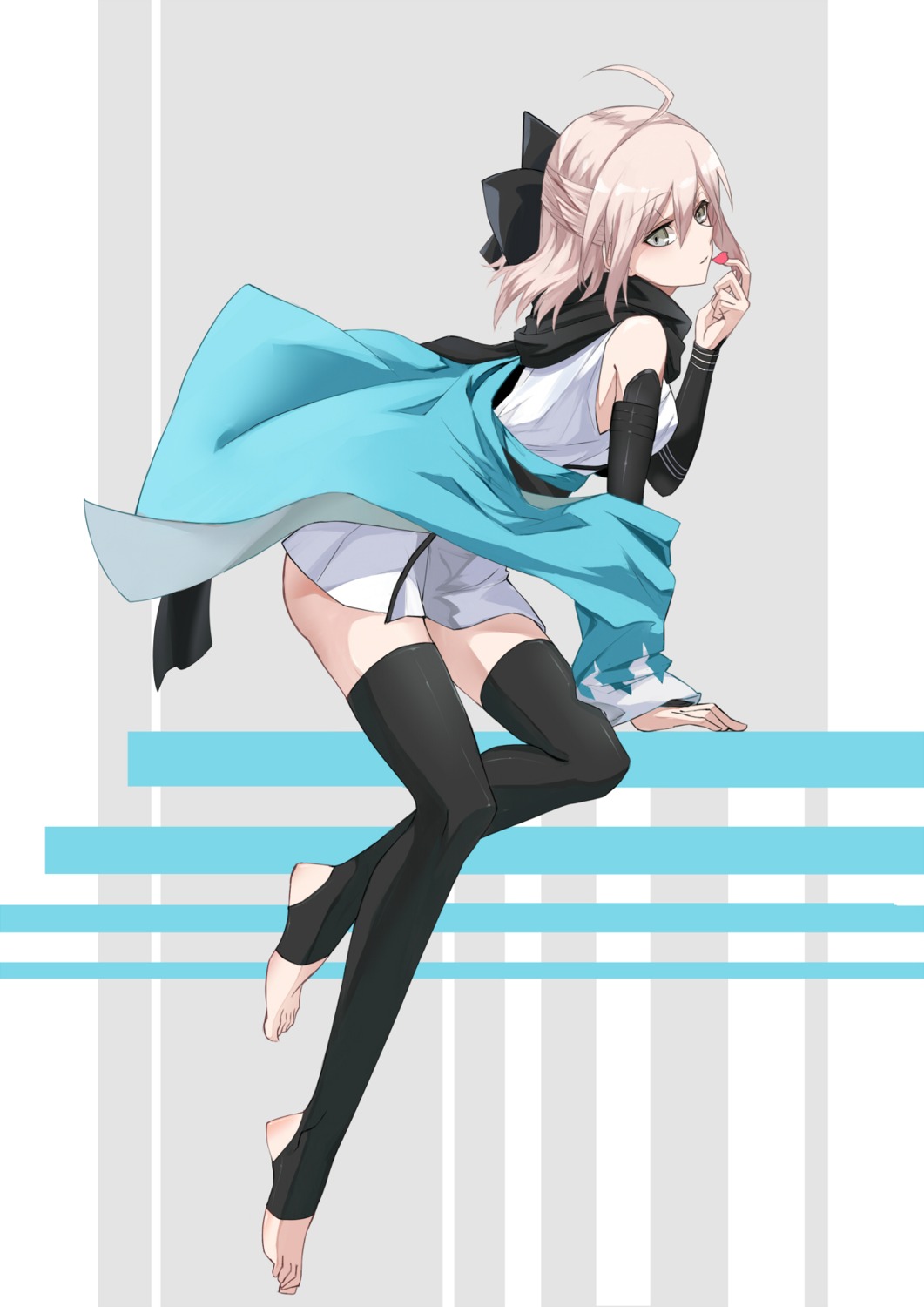 fate/stay_night, japanese_clothes, leris_muma, okita_souji_(fate), thighhighs