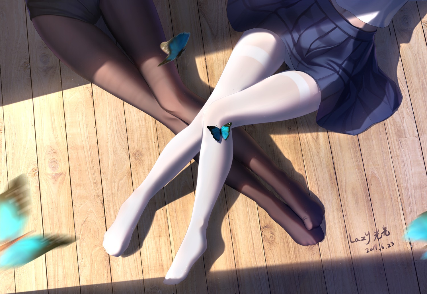 feet, lazy_guang_guang, pantsu, pantyhose, seifuku, skirt_lift