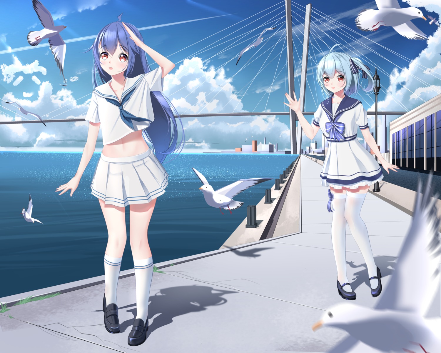 bili_bili_douga, bili_girl_22, bili_girl_33, lazy_guang_guang, seifuku, shirt_lift, thighhighs