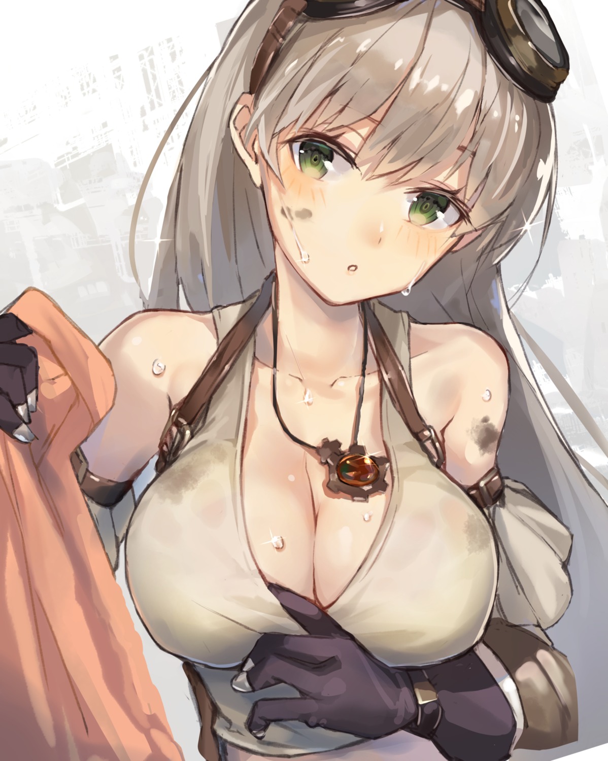 breast_hold, cleavage, cruel_gz, sennen_sensou_aigis, wet