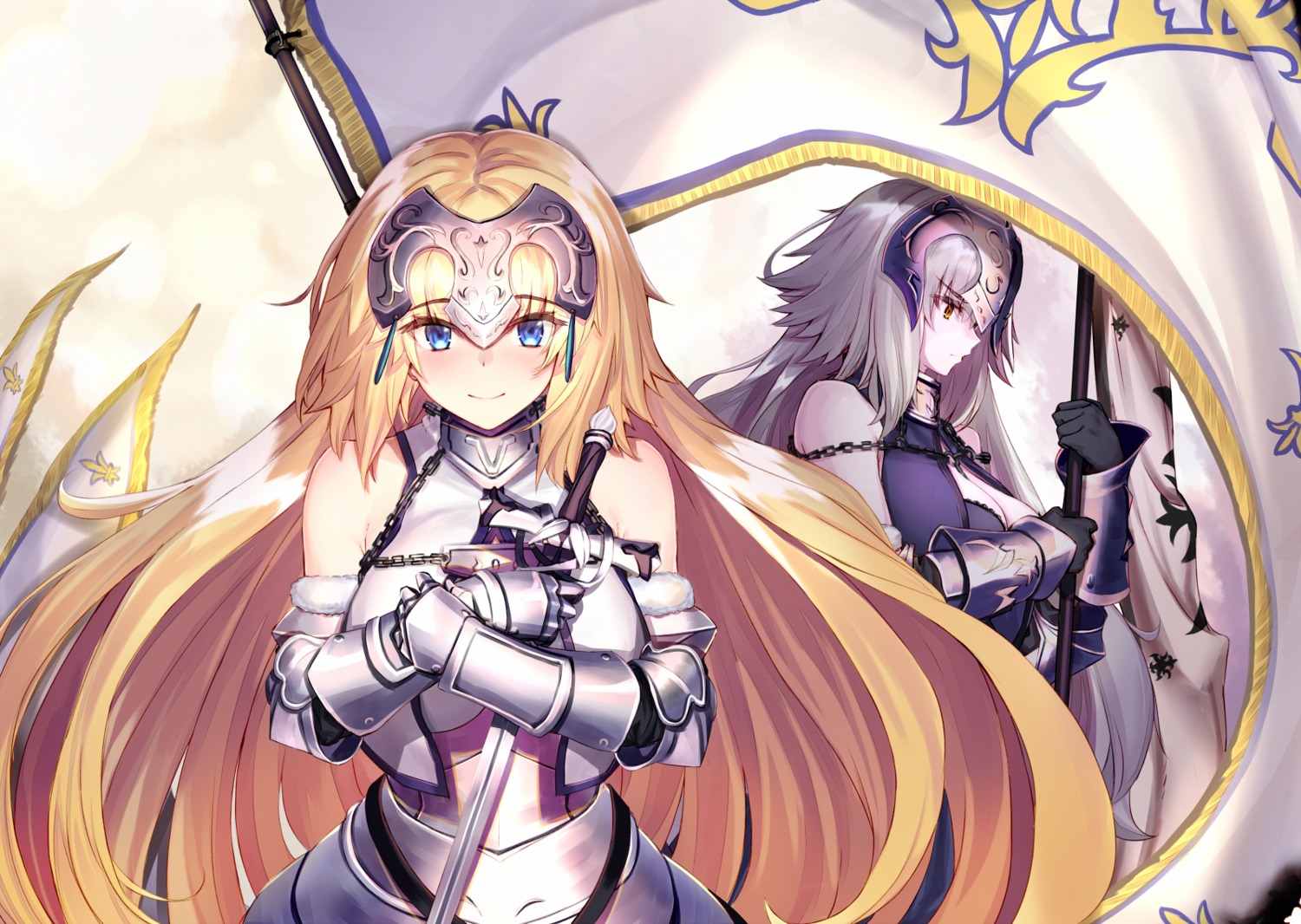 armor, breast_hold, cleavage, fate/grand_order, jeanne_d'arc, jeanne_d'arc_(fate), jeanne_d'arc_alter_(fate), ninoude_(ninoude44)