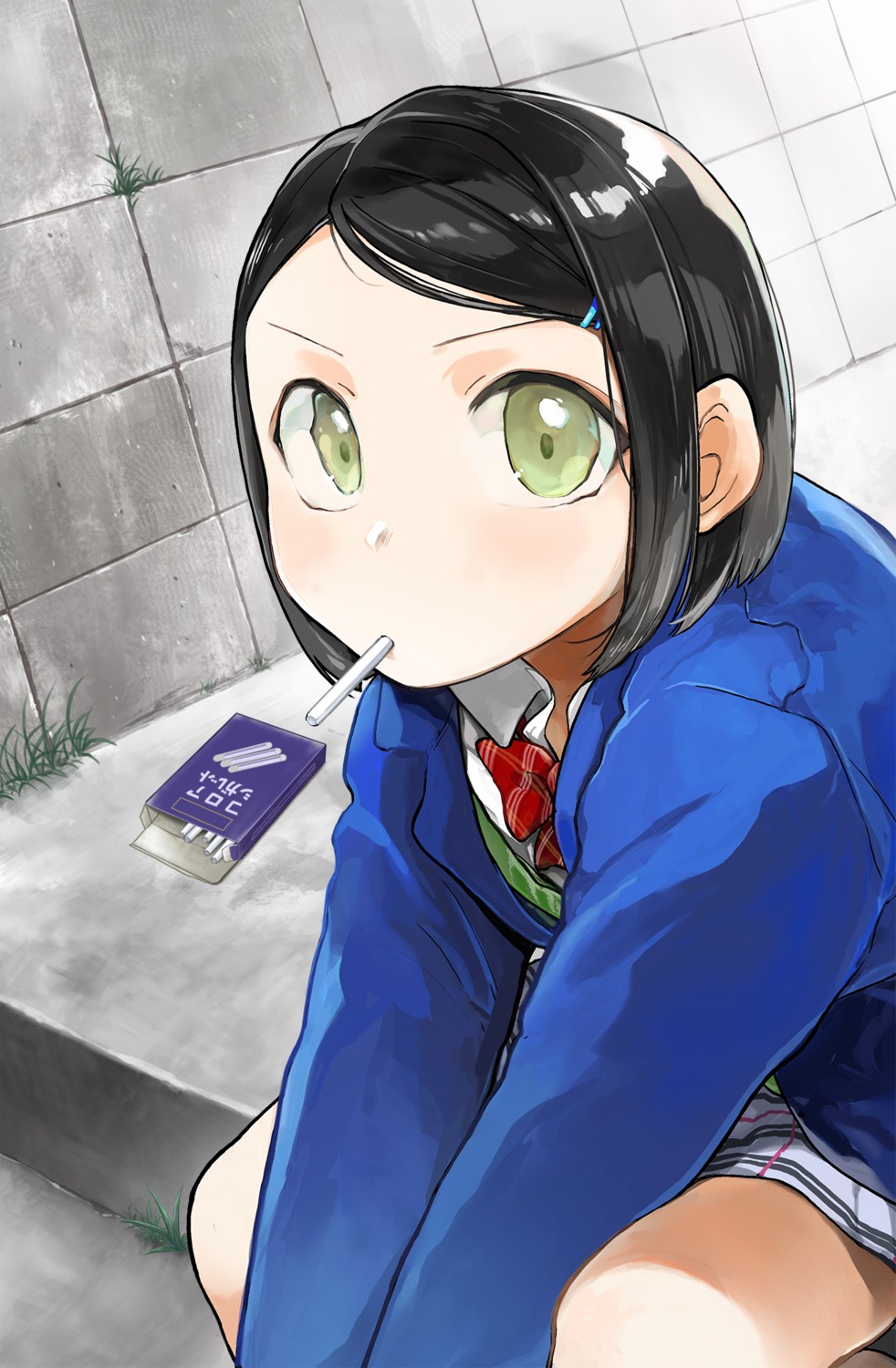 seifuku, smoking, sweater, tarazoo