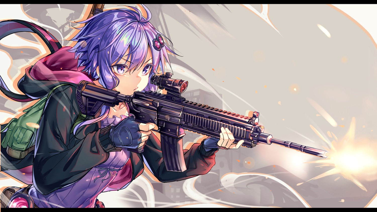ajishio, gun, voiceroid, yuzuki_yukari