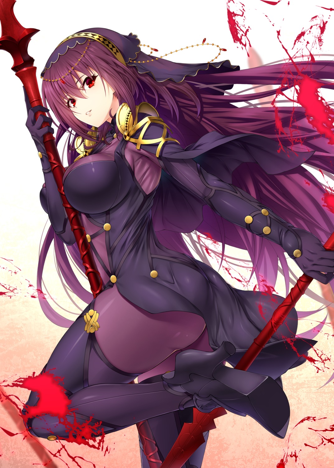 armor, ass, bodysuit, emanon_123, fate/grand_order, heels, scathach_(fate), skirt_lift