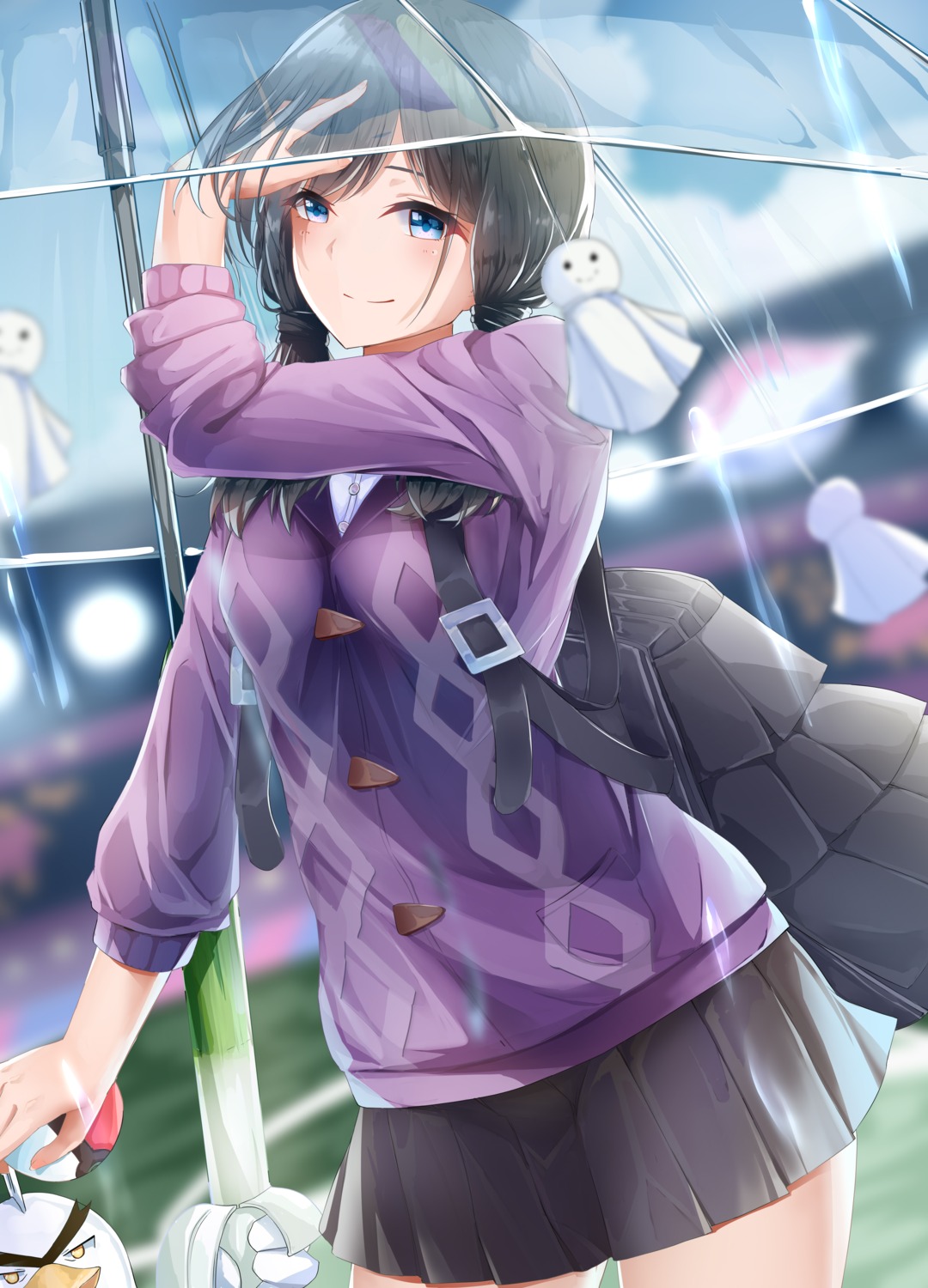 amano_hina, crossover, hisa09, pokemon, pokemon_swsh, sirfetch'd, sweater, tenki_no_ko, umbrella