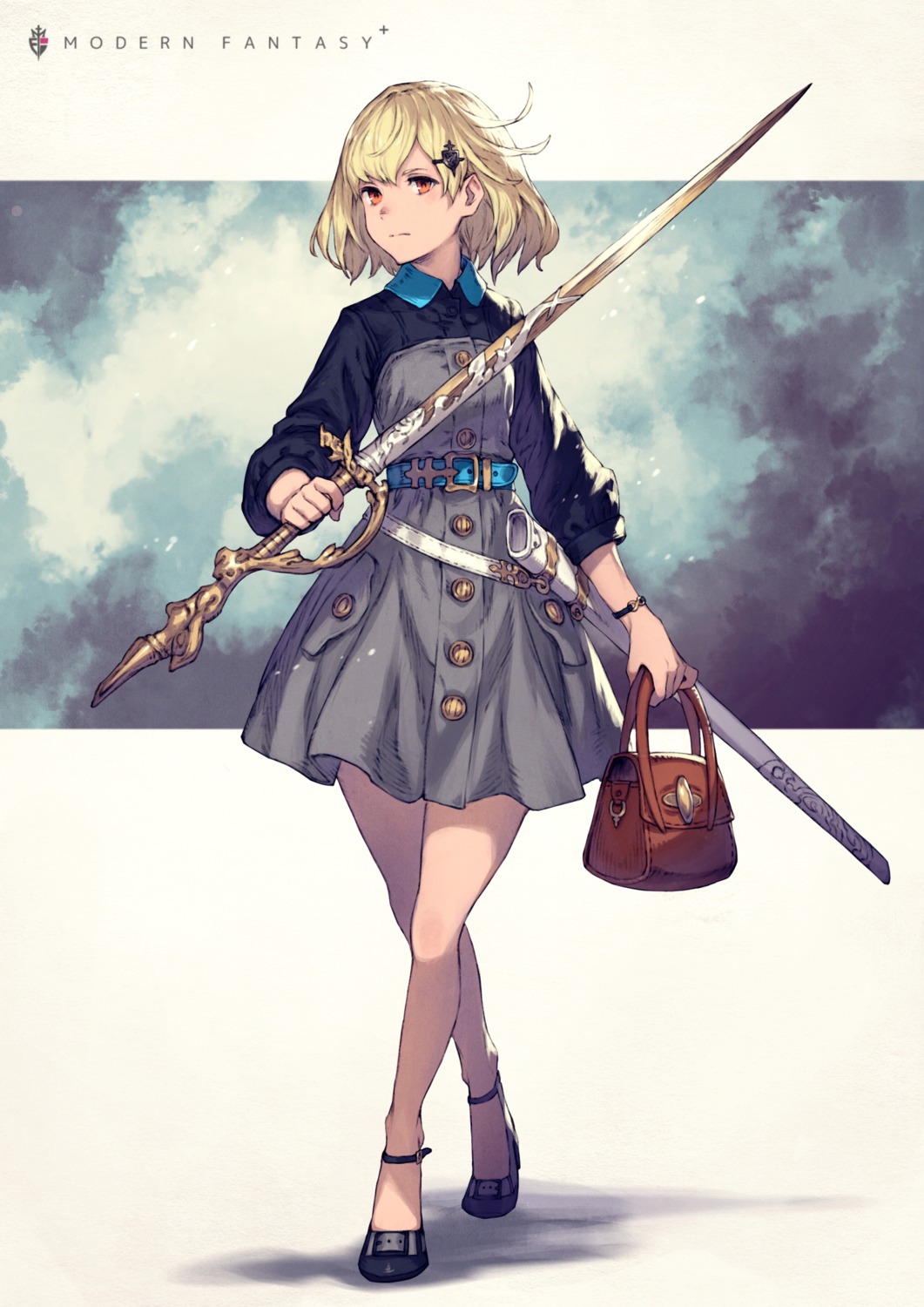 dress, heels, kusano_shinta, sword