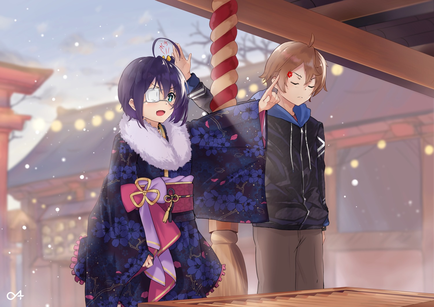 alphaarietis, chuunibyou_demo_koi_ga_shitai!, eyepatch, kimono, takanashi_rikka, togashi_yuuta