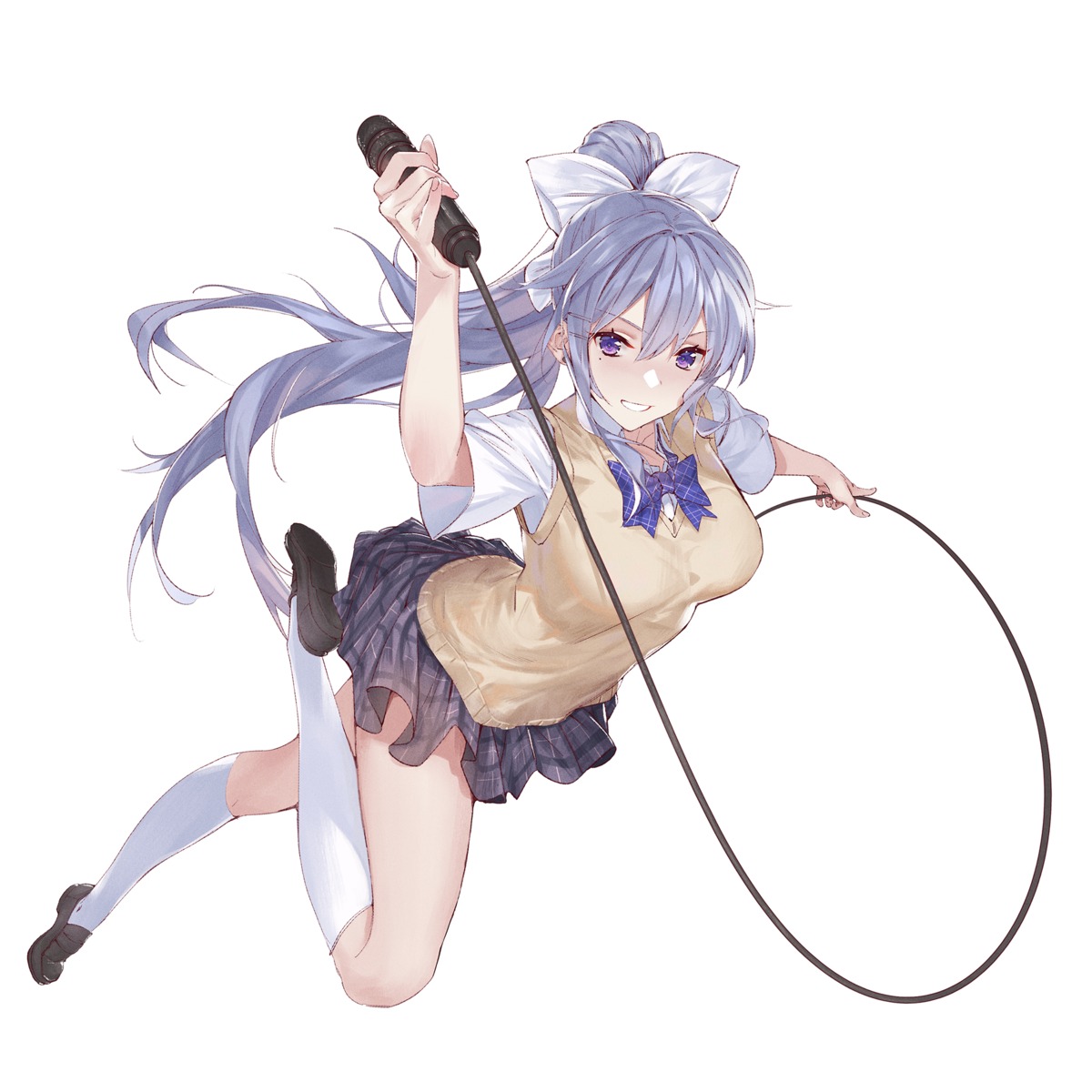 higuchi_kaede, nijisanji, nishiro_ryoujin, seifuku, skirt_lift, sweater