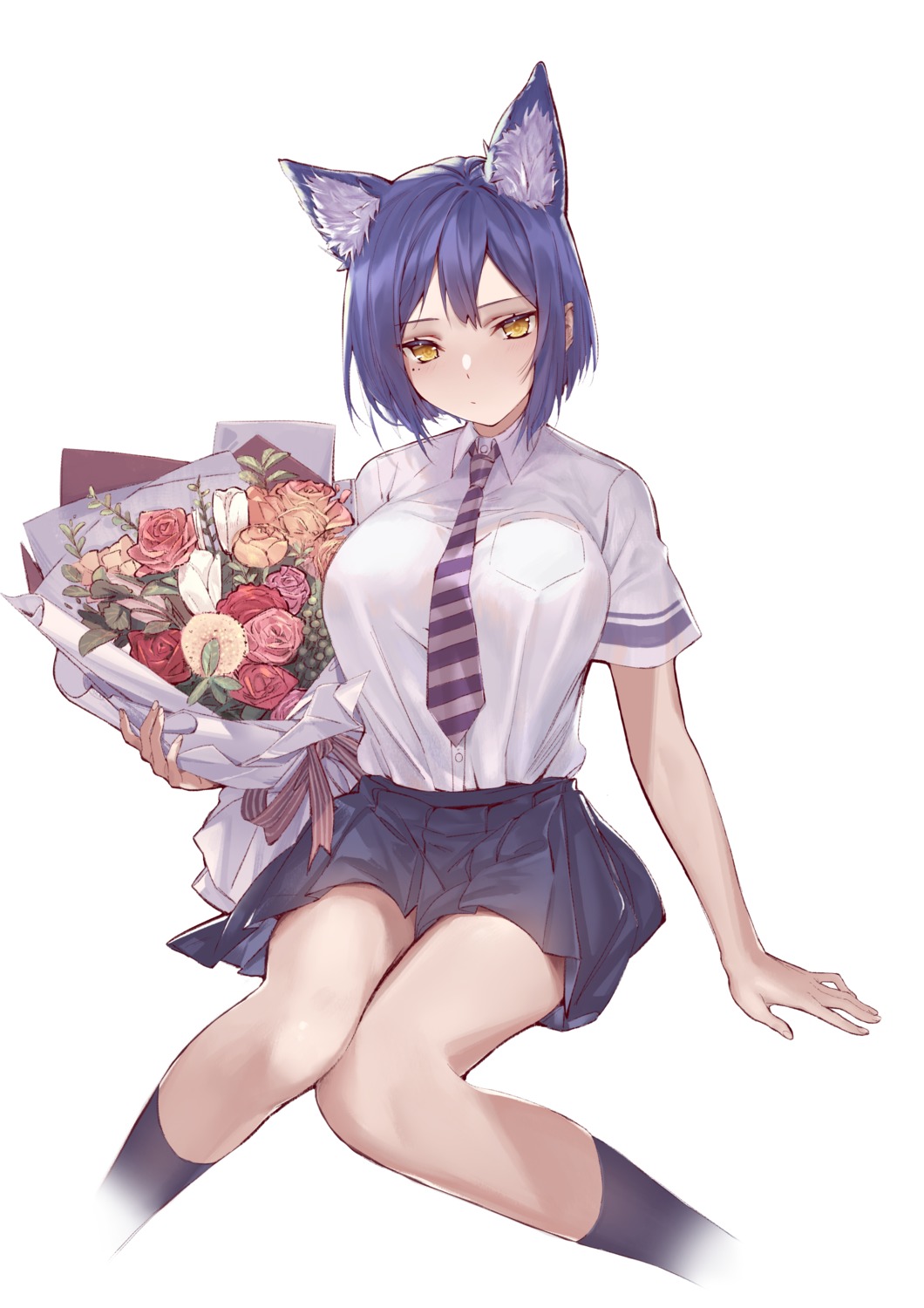 animal_ears, nekomimi, nijisanji, nishiro_ryoujin, seifuku, shizuka_rin