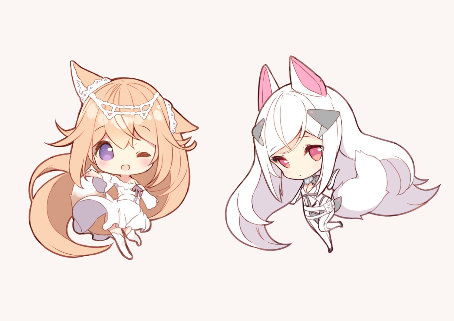 animal_ears, bodysuit, chibi, dress, kitsune, p19, skirt_lift, tail