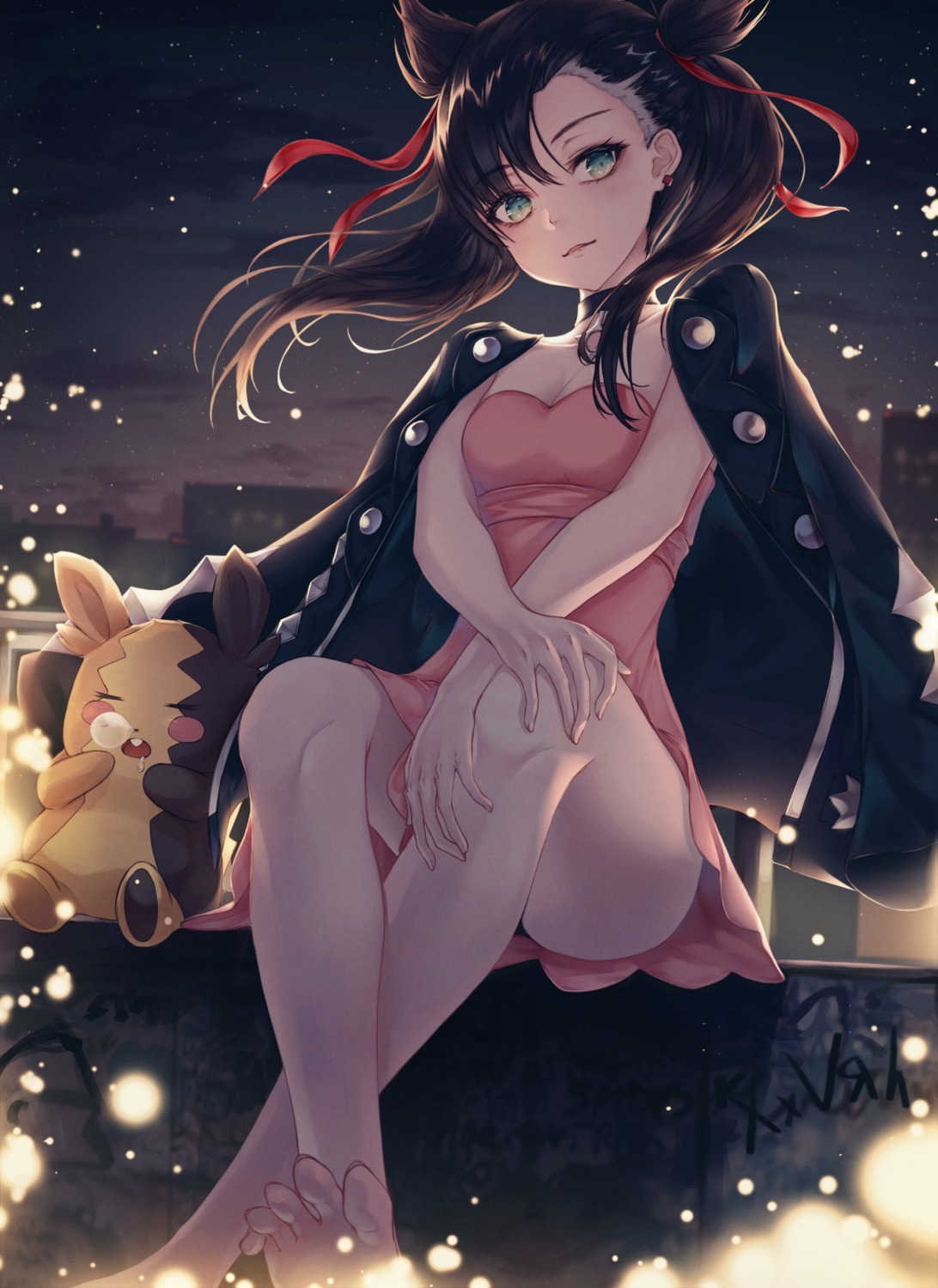 cleavage, dress, h2o_(dfo), mary_(pokemon), morpeko, pokemon, pokemon_swsh