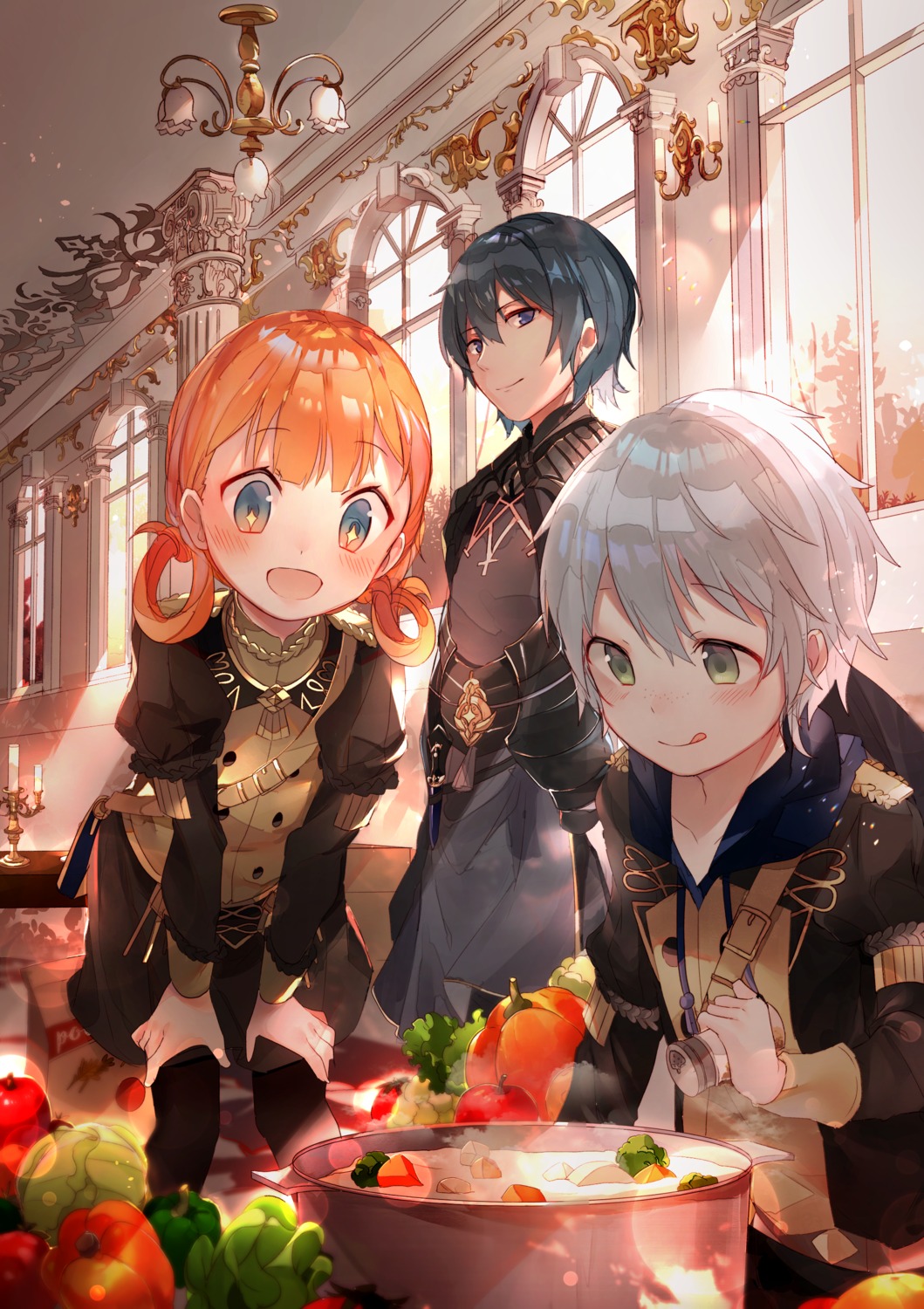 amafuyu, annette_fantine_dominic, ashe_(fire_emblem), byleth_(fire_emblem), fire_emblem, fire_emblem_three_houses, uniform