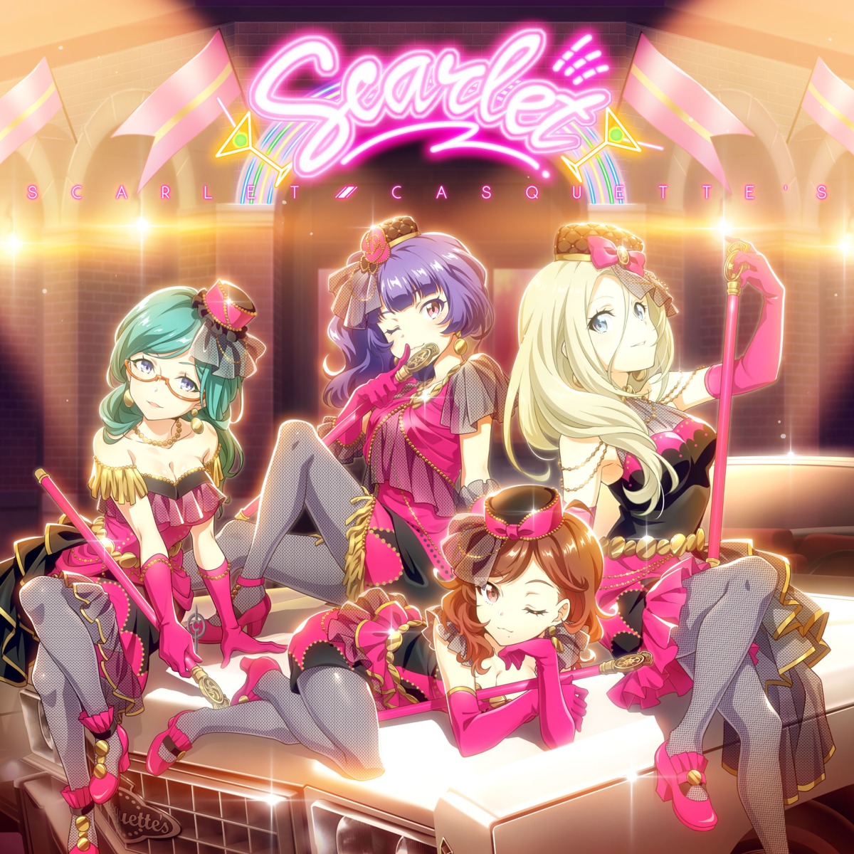 azami_miwako, cleavage, disc_cover, fishnets, futagawa_mimi, heels, kawasumi_sisala, megane, ootori_chacha, pantyhose, see_through, skirt_lift, tagme, tokyo_7th_sisters