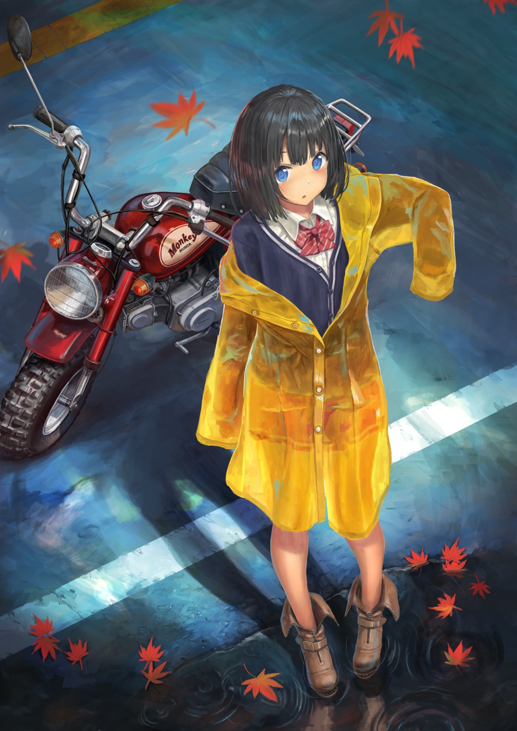 nihoshi_(bipedal_s), seifuku, sweater, wet