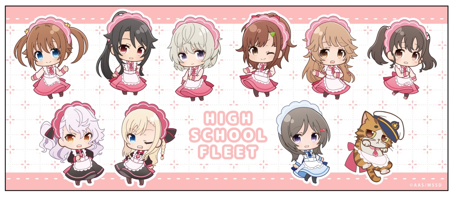 chibi, china_moeka, high_school_fleet, irizaki_mei, maid, misaki_akeno, munetani_mashiro, neko