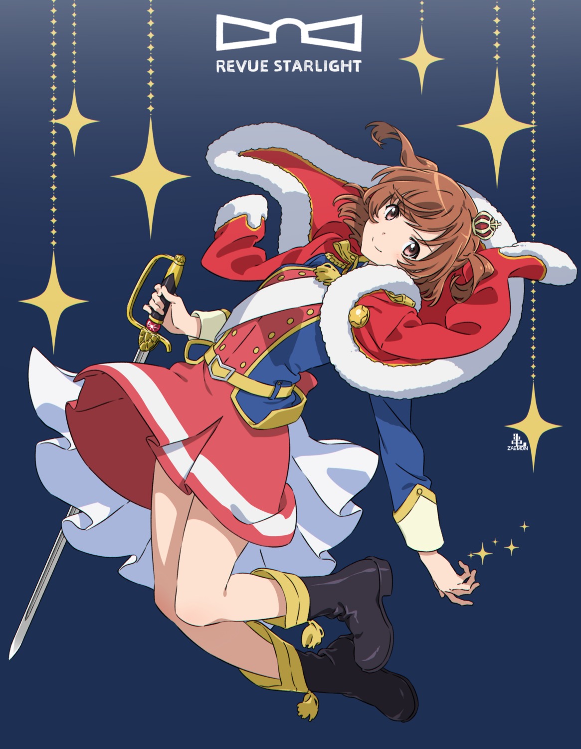 aijou_karen, kamezaemon, shoujo_kageki_revue_starlight, skirt_lift, sword, uniform