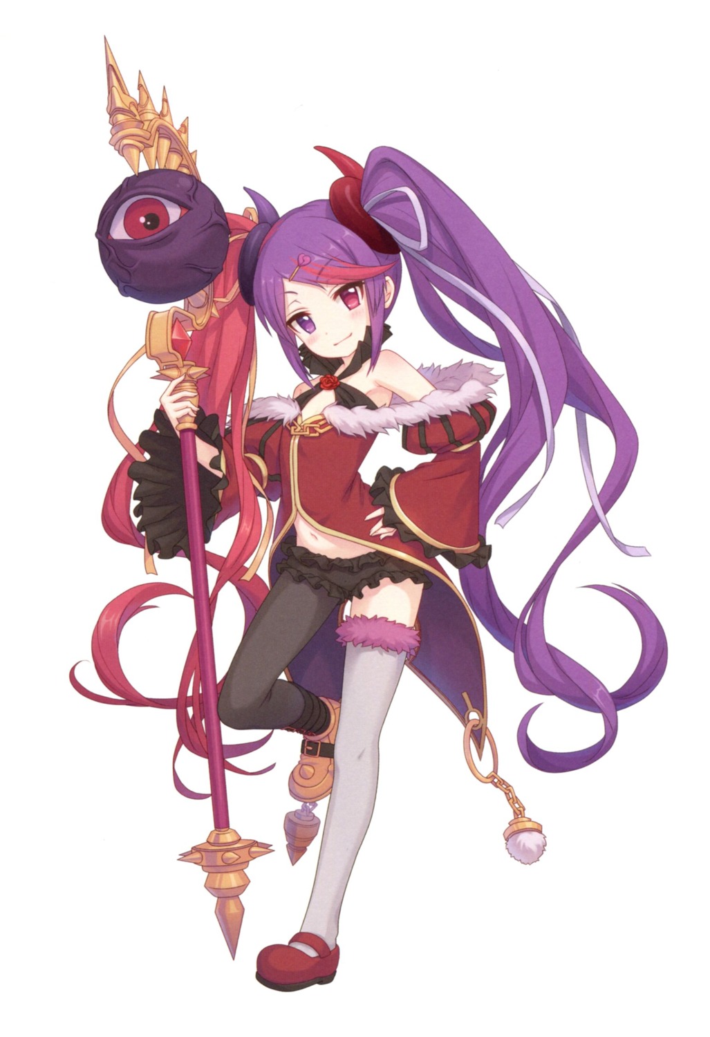 heterochromia, horns, princess_connect!, princess_connect!_re:dive, tamaizumi_misaki, thighhighs, weapon