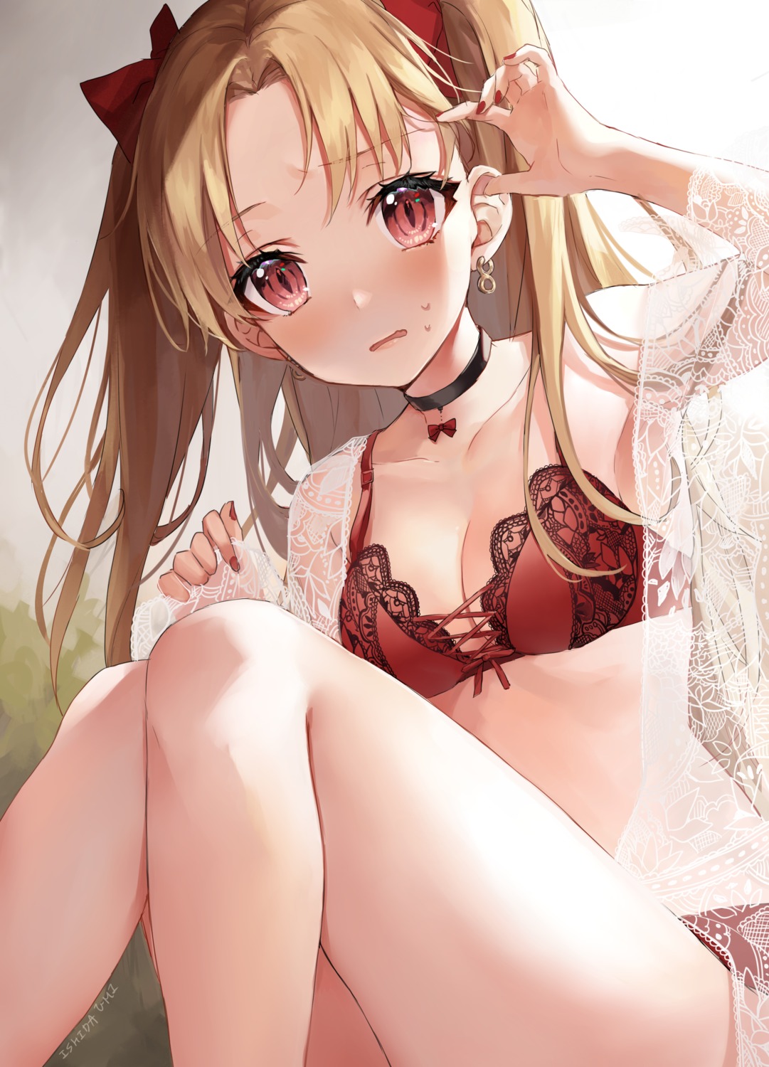 bra, cleavage, ereshkigal_(fate), fate/grand_order, ishita_umi, open_shirt, pantsu, see_through