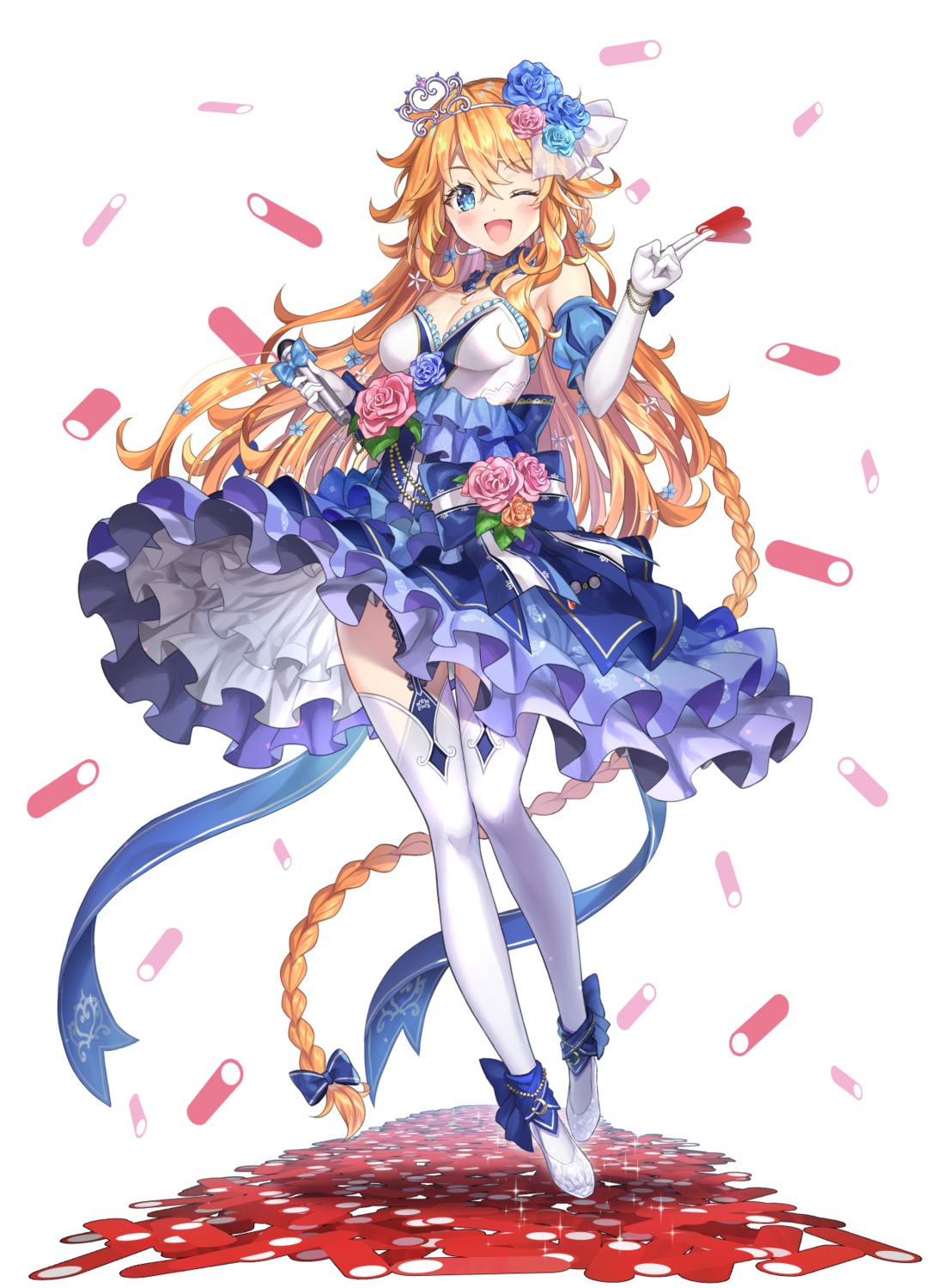 cleavage, dress, matanonki, nijisanji, otogibara_era, skirt_lift, stockings, thighhighs