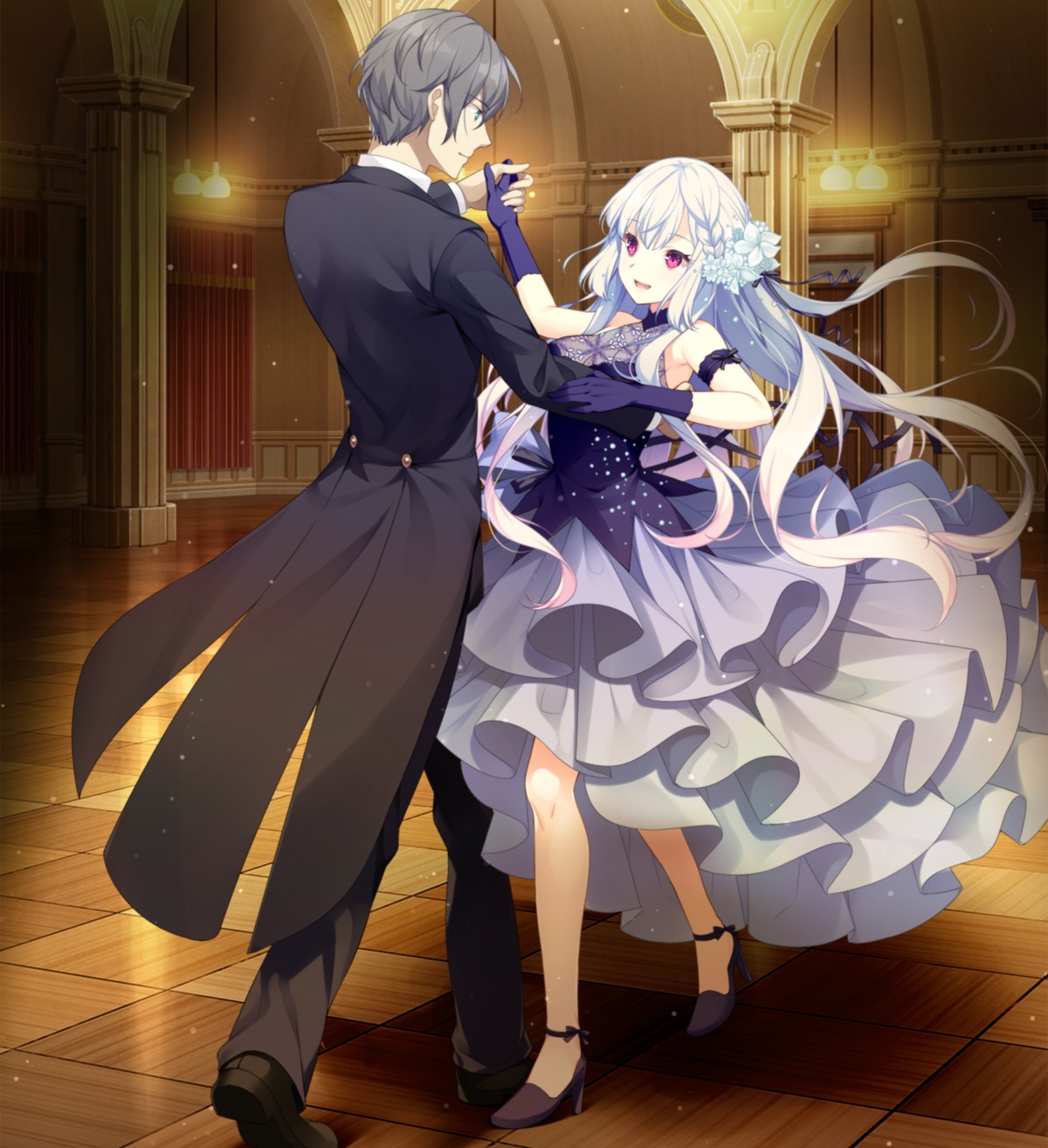 cleavage, crystalia, dress, game_cg, heels, katana_(series), kazamine_matsurika, pero