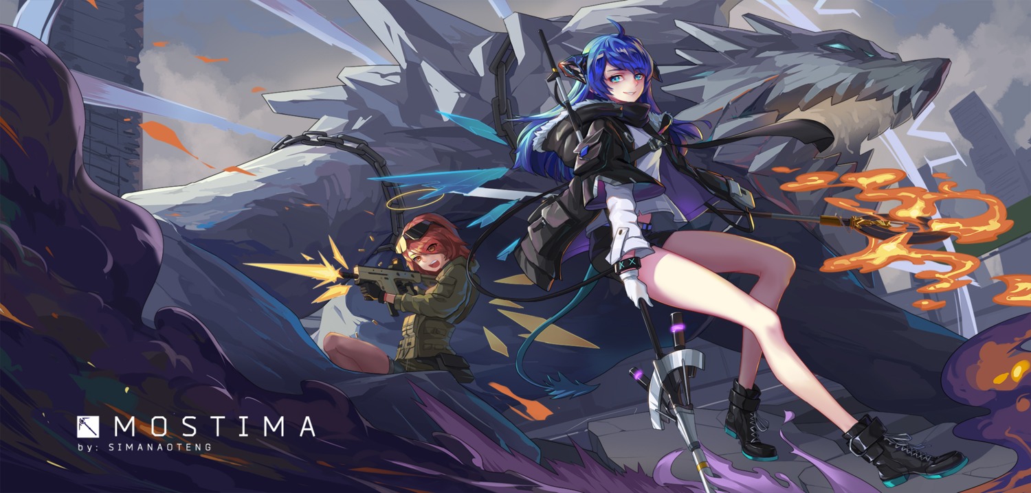 arknights, gun, heels, megane, monster, sima_naoteng, weapon