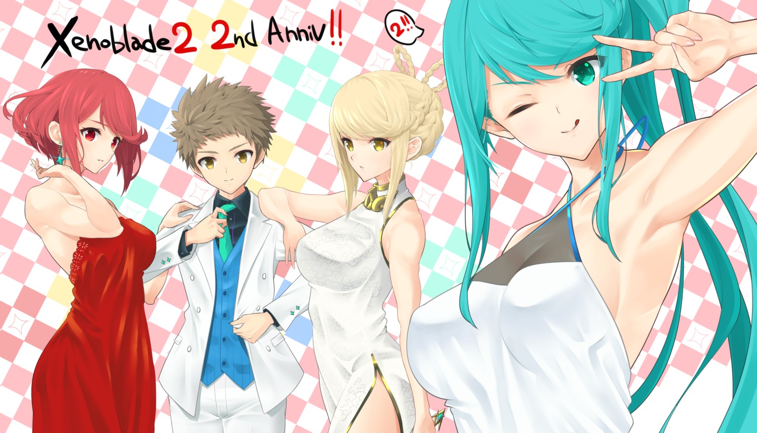 chinadress, dress, hikari_(xenoblade_2), homura_(xenoblade_2), no_bra, pneuma_(xenoblade_2), rex, see_through
