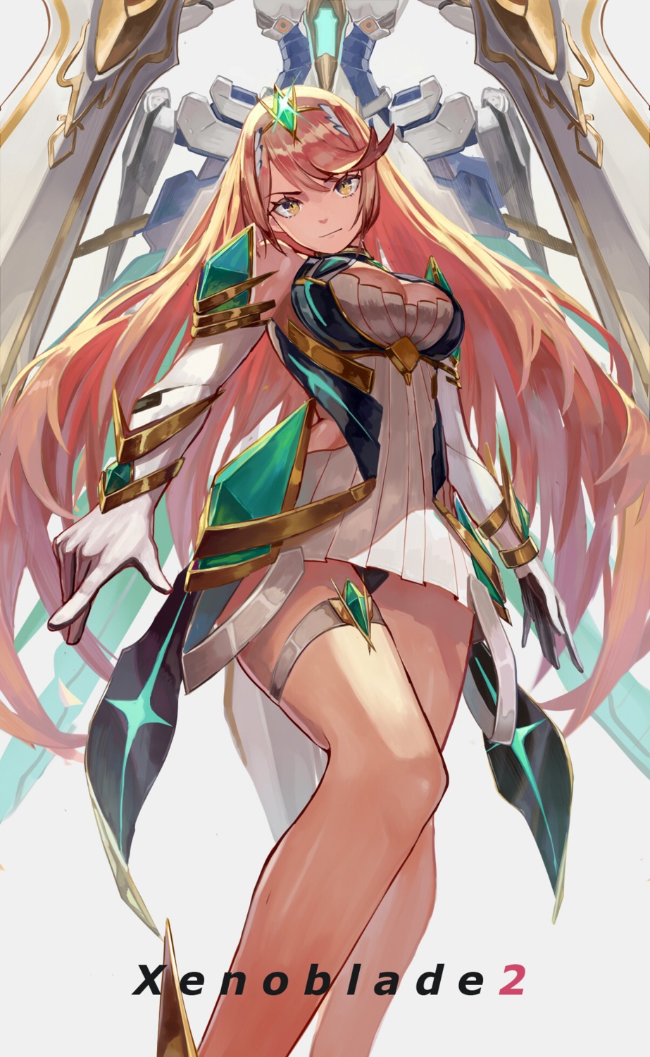 armor, cleavage, dress, garter, hikari_(xenoblade_2), pantsu, vic, xenoblade_(series)