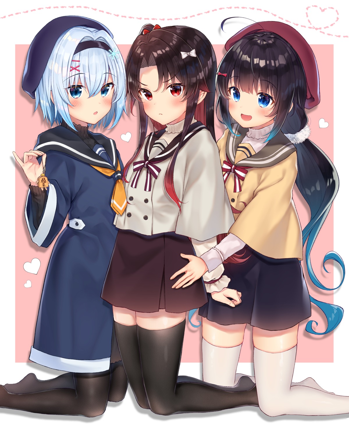 gyozanuko, hinatsuru_ai, pantyhose, ryuuou_no_oshigoto!, seifuku, sora_ginko, sweater, thighhighs, yashajin_ai