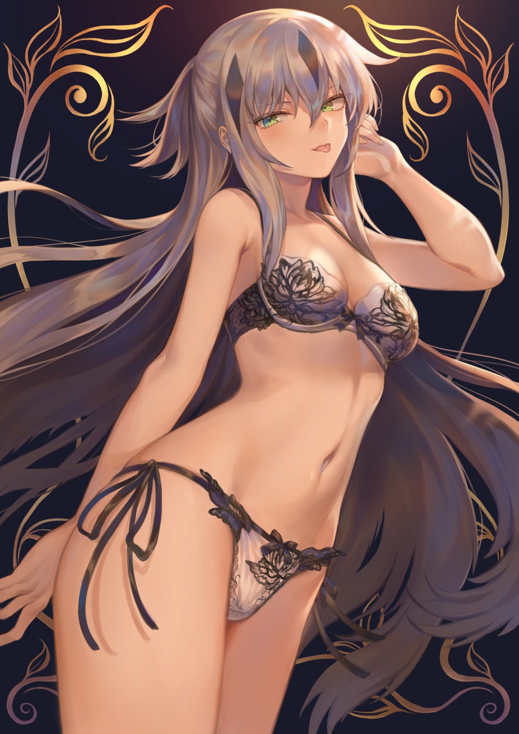 bra, cleavage, fate/grand_order, mashu_(003), nagao_kagetora_(fate), pantsu, string_panties