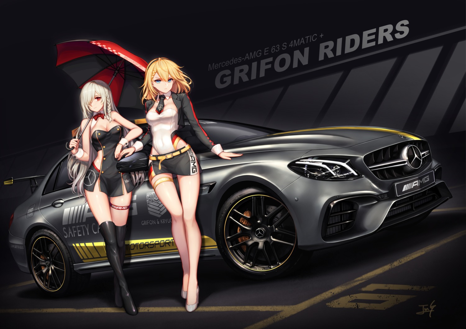 baek_hyang, cleavage, g36_(girls_frontline), g36c_(girls_frontline), garter, girls_frontline, heels, thighhighs