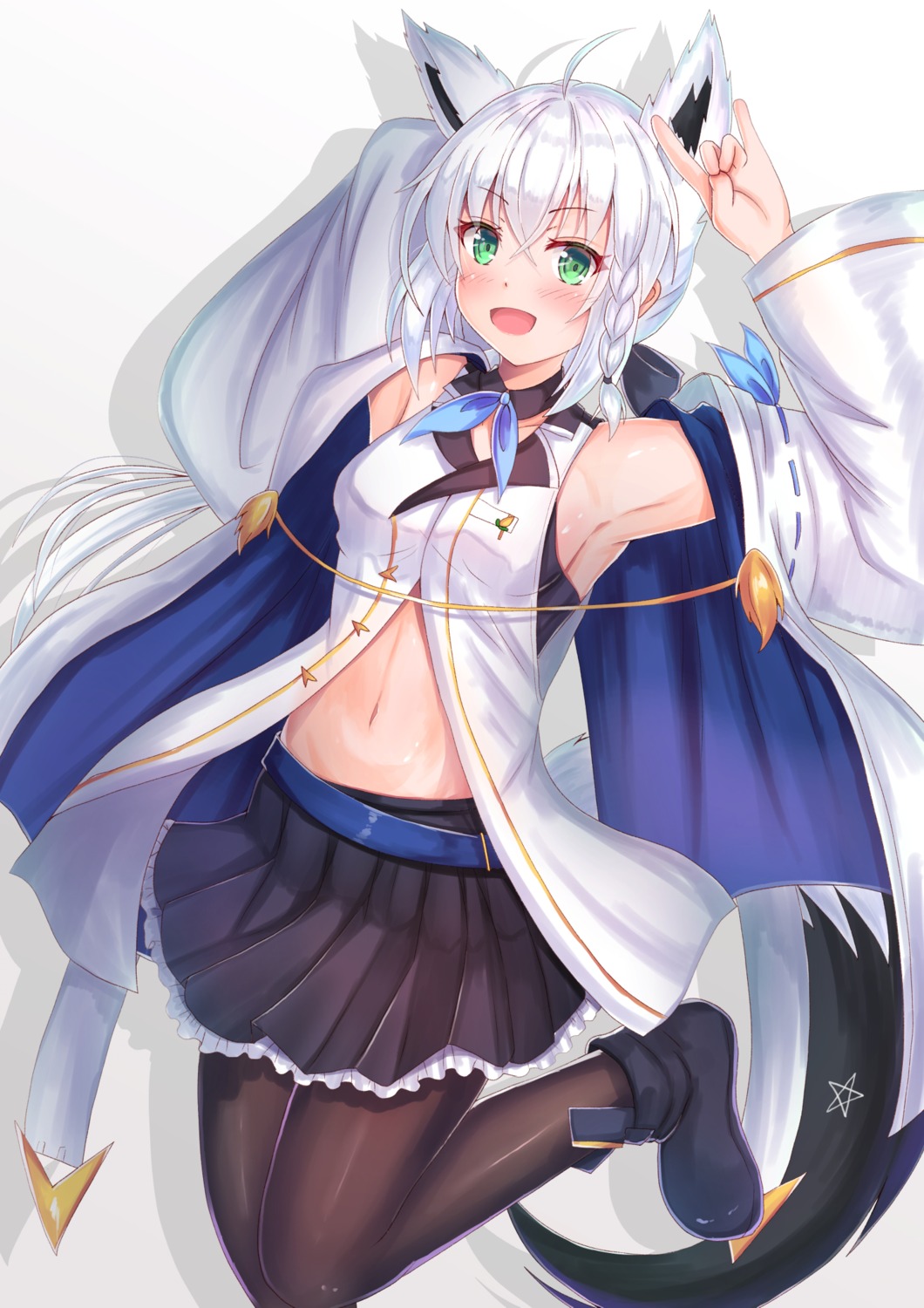animal_ears, cocoasabure, hololive, hololive_gamers, kitsune, pantyhose, shirakami_fubuki, tail