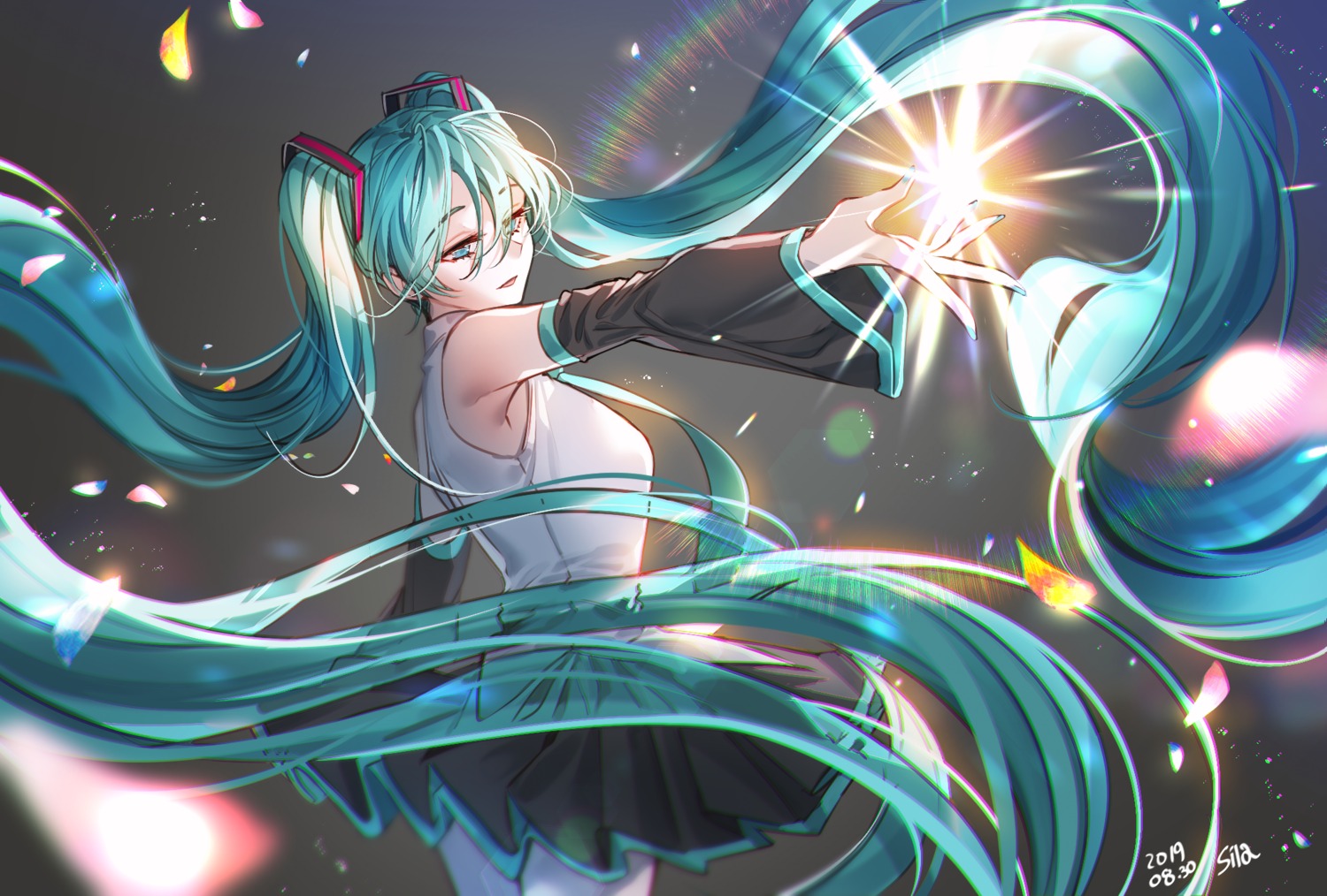hatsune_miku, sila, skirt_lift, vocaloid