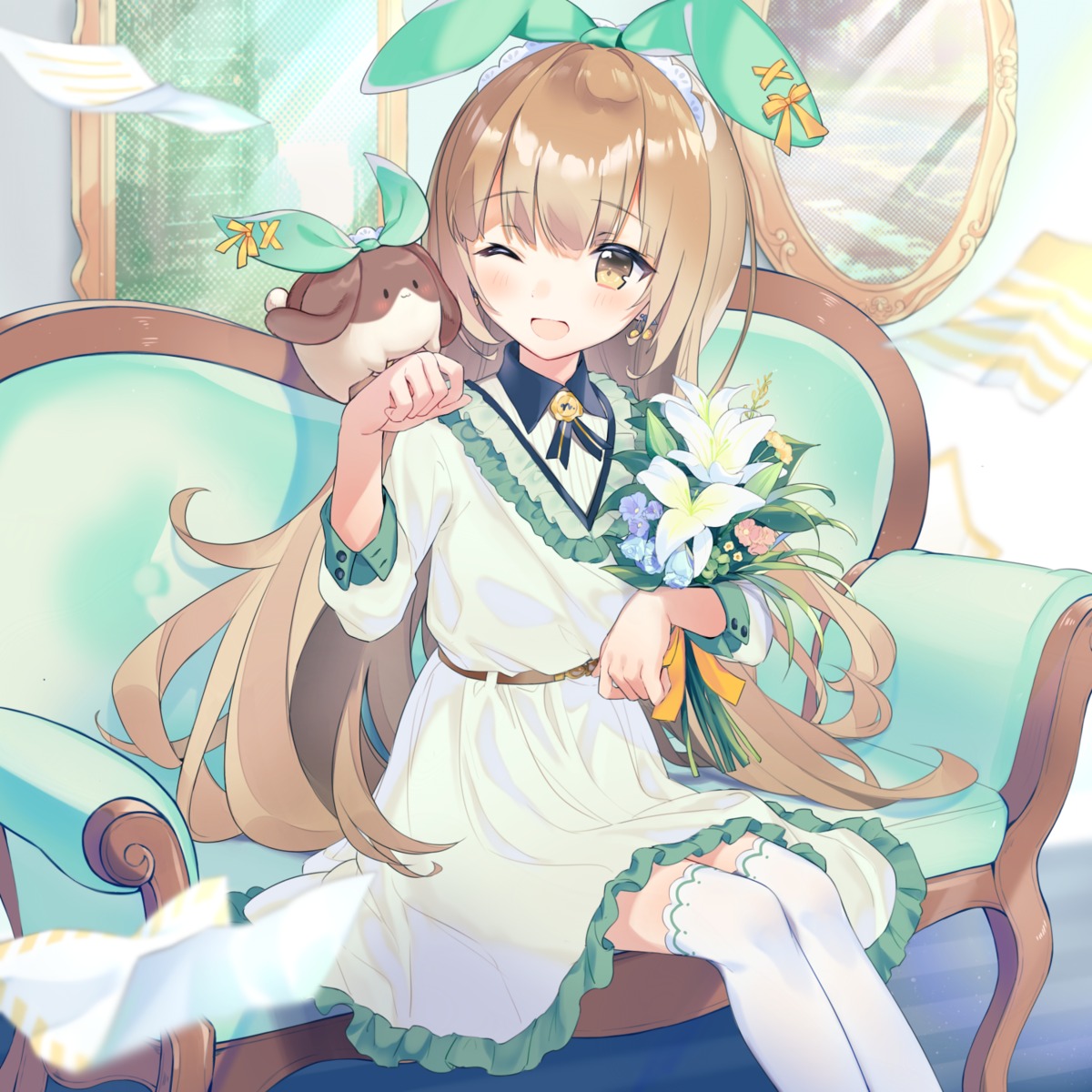 cona_kinaco, dress, jinrui_no_minasama_e, thighhighs