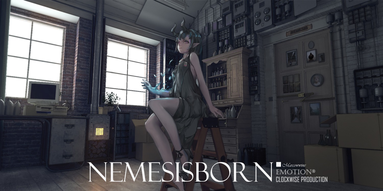 dress, heels, horns, marcowwine, no_bra, pointy_ears
