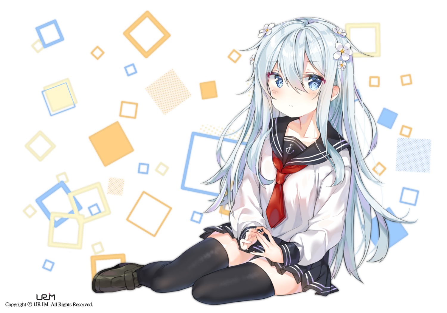hibiki_(kancolle), kantai_collection, seifuku, thighhighs, urim_(paintur)