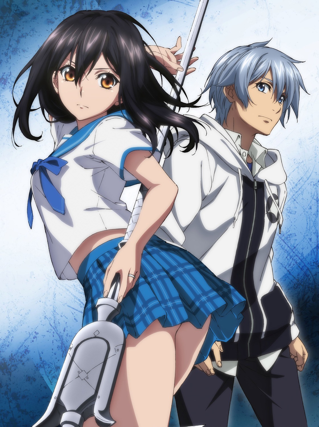 akatsuki_kojou, himeragi_yukina, seifuku, skirt_lift, strike_the_blood, tagme, weapon
