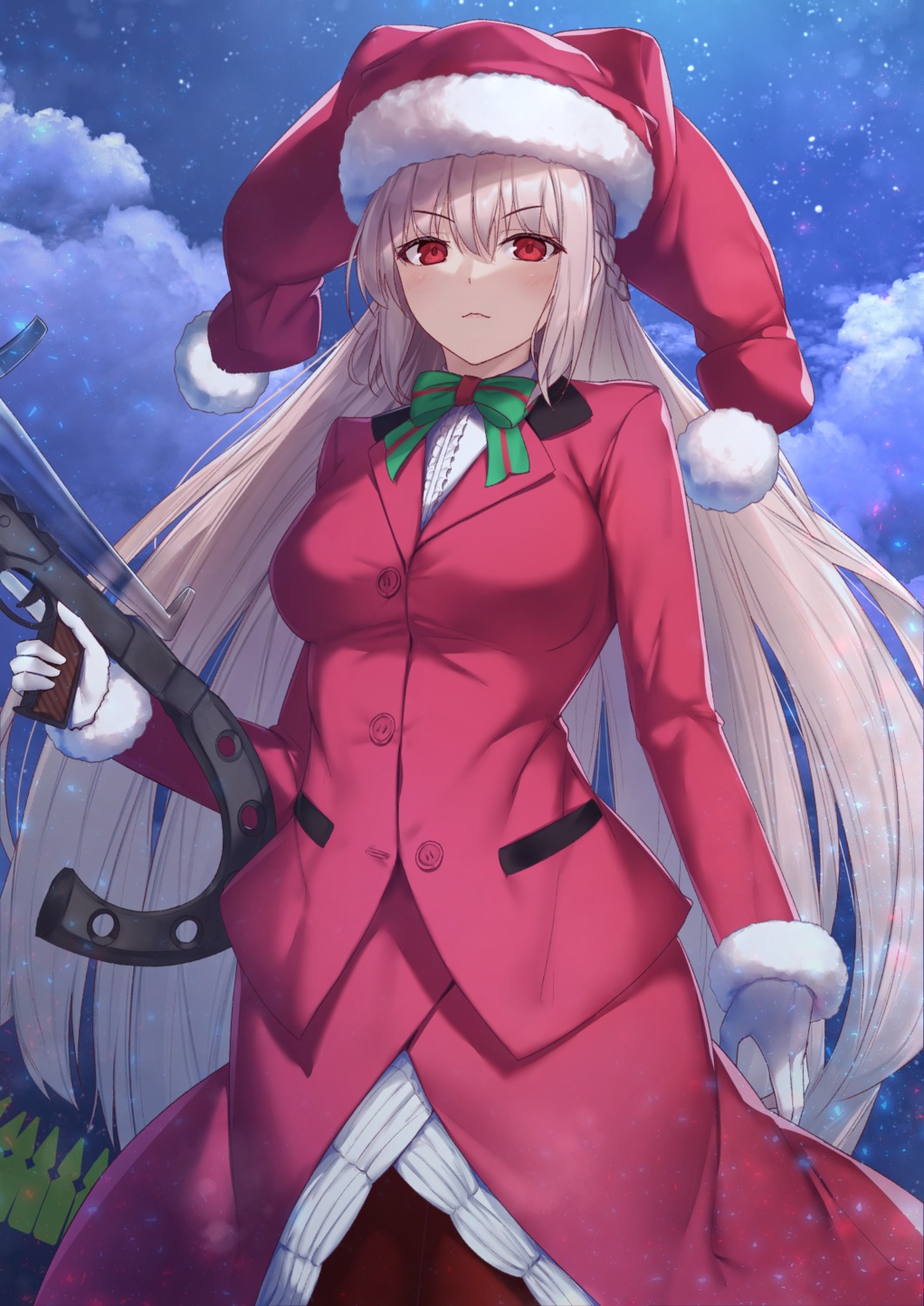 business_suit, christmas, fate/grand_order, florence_nightingale_(fate), gun, pantyhose, reuri_(tjux4555)