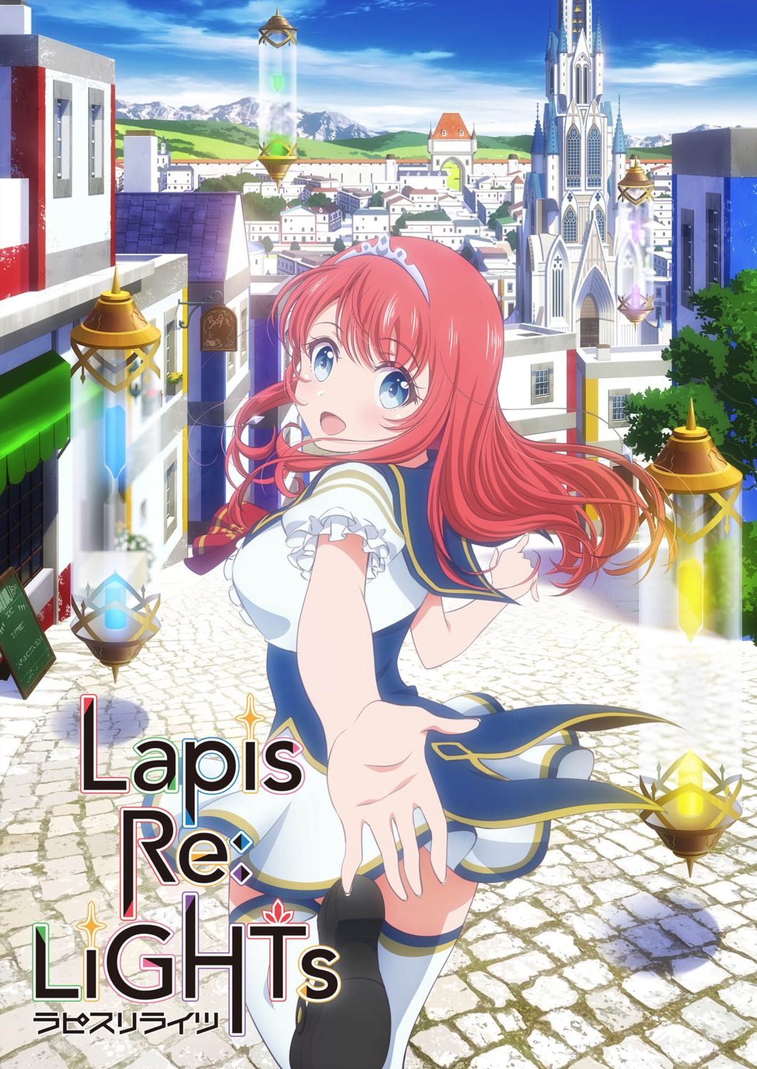 heels, lapis_re:lights, seifuku, skirt_lift, tagme, thighhighs, tiara_(lapis_re:lights)