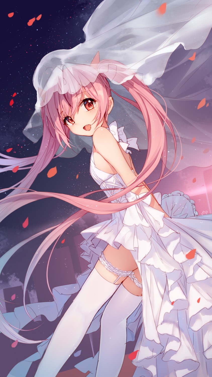 bison_cangshu, dress, garter, hidan_no_aria, kanzaki_h._aria, stockings, thighhighs, wedding_dress