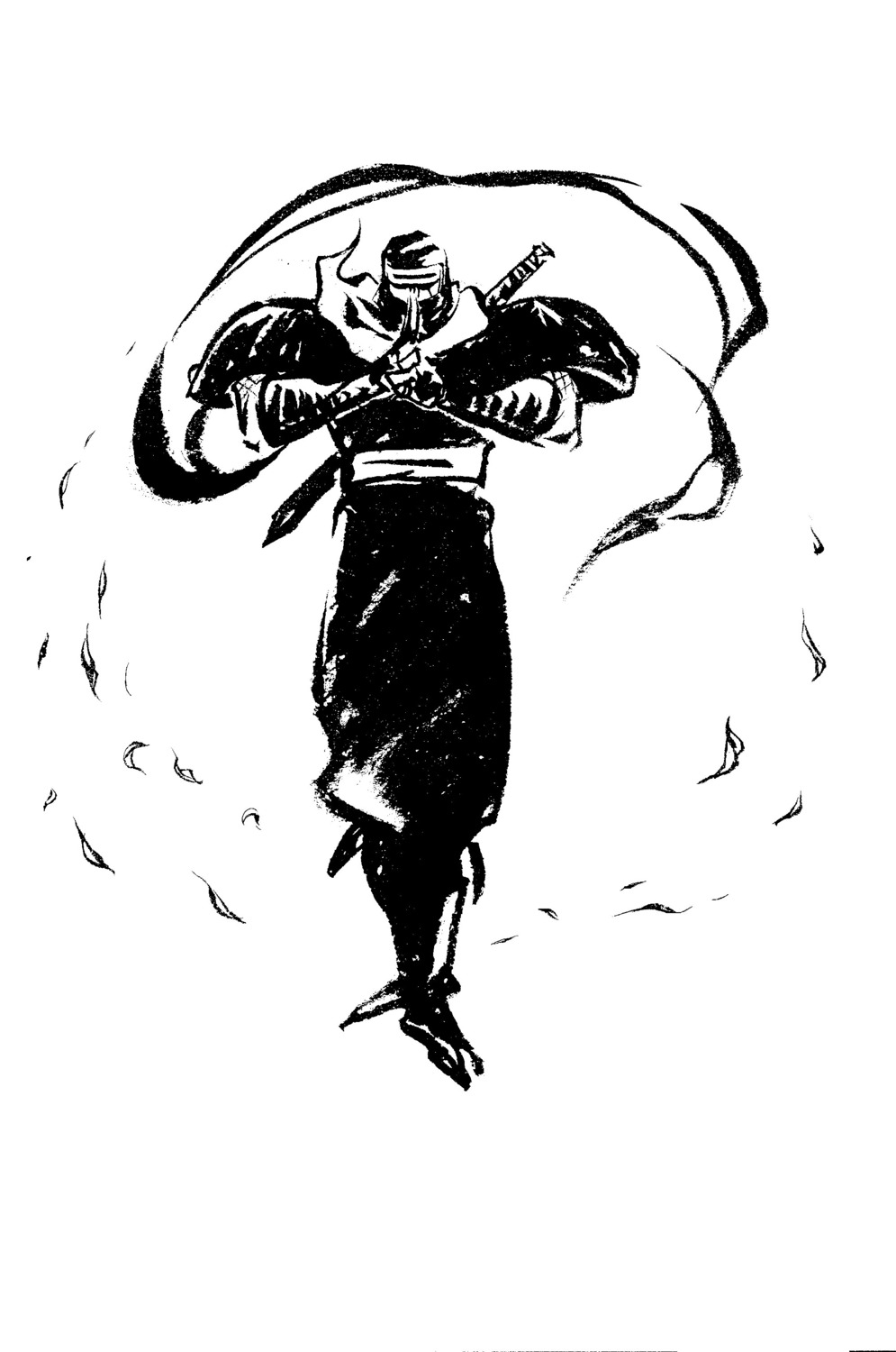 hattori_hanzou, hattori_hanzou_(samurai_spirits), male, monochrome, samurai_spirits, shiroi_eiji, snk