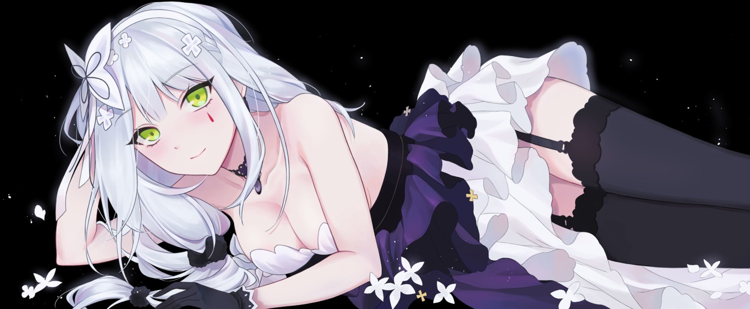 dress, girls_frontline, hk416_(girls_frontline), no_bra, qb_516, stockings, thighhighs