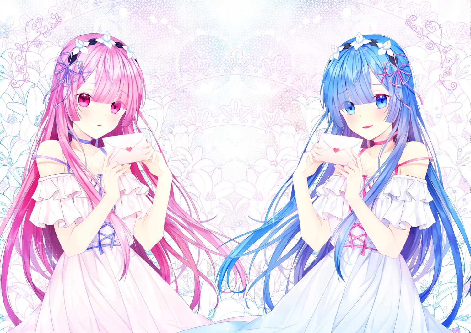 dress, ram_(re_zero), re:zero_kara_hajimeru_isekai_seikatsu, rem_(re_zero), seno_(senohime)