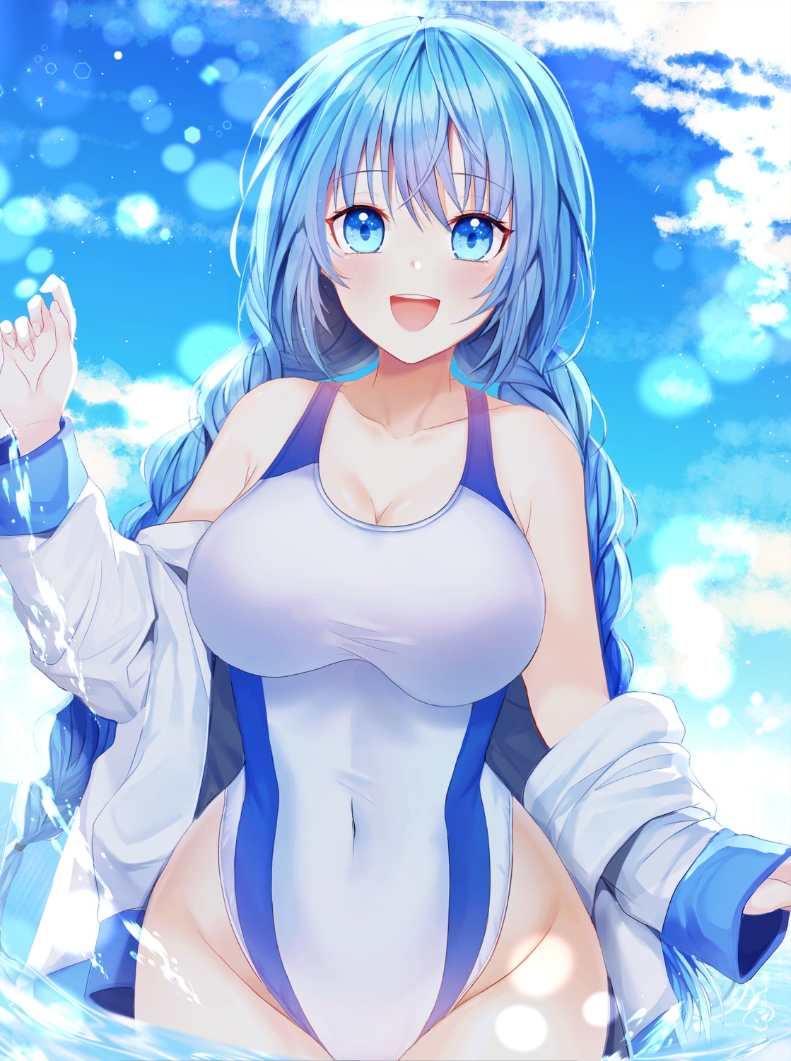 cleavage, seno_(senohime), swimsuits, wet