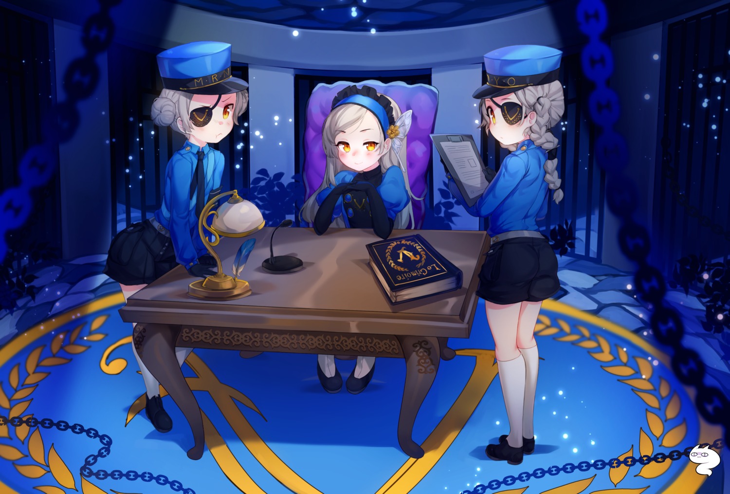 caroline_(persona_5), eyepatch, justine_(persona_5), lavenza, niniidawns, persona_5, uniform