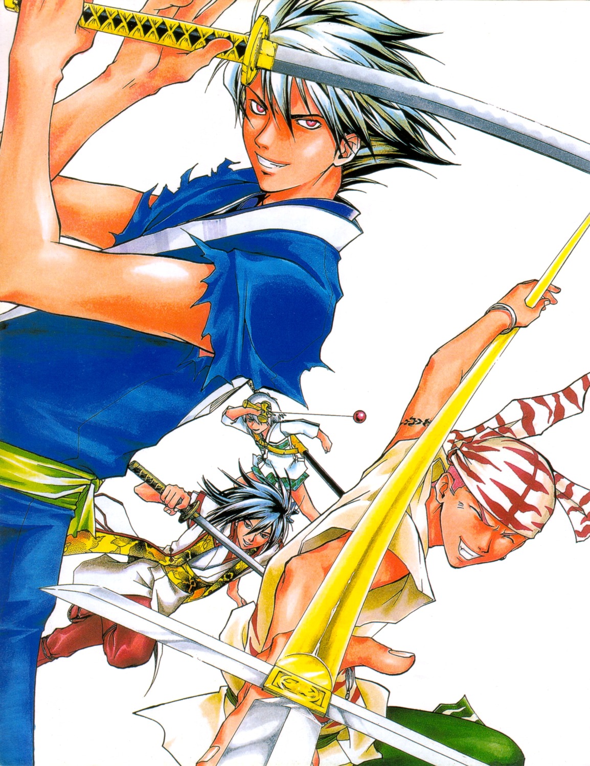 benitora, japanese_clothes, kamijyo_akimine, male, oni_me_no_kyo, samurai_deeper_kyo, sanada_yukimura, sarutobi_sasuke, sword