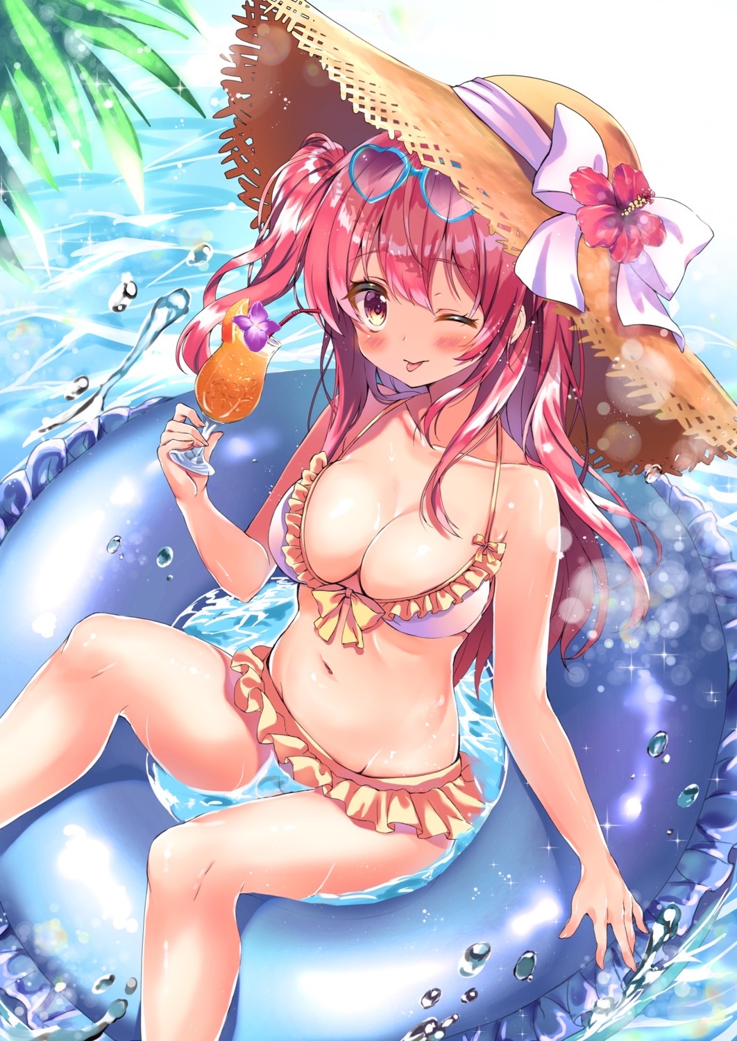 bikini, cleavage, honoka_(moe-moeko), megane, swimsuits, wet