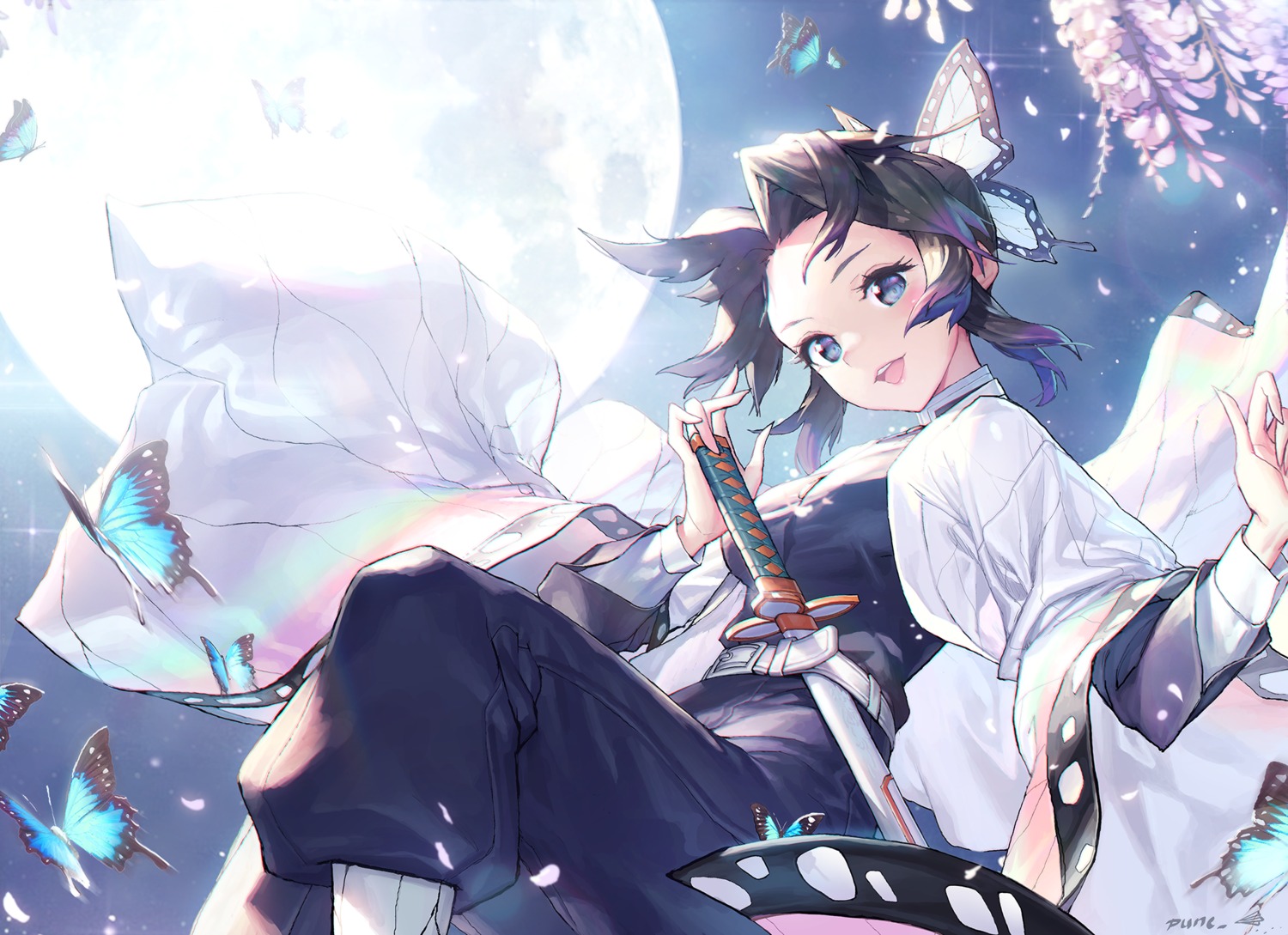 japanese_clothes, kimetsu_no_yaiba, kochou_shinobu, punc_p, sword, uniform