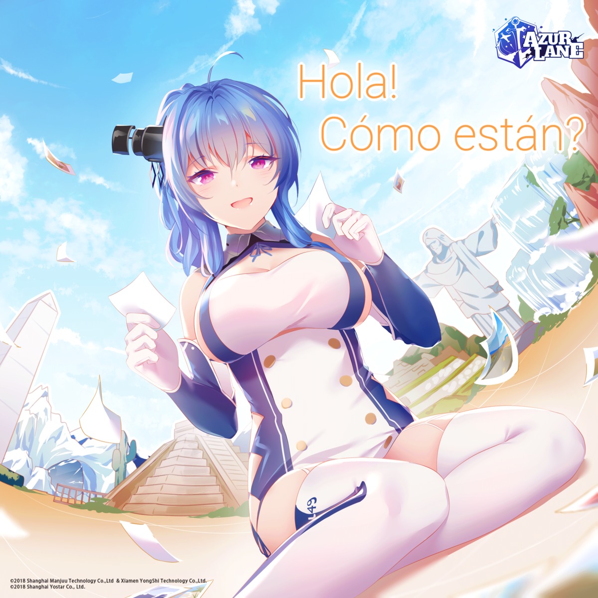 azur_lane, cleavage, rimuu, st._louis_(azur_lane), stockings, thighhighs