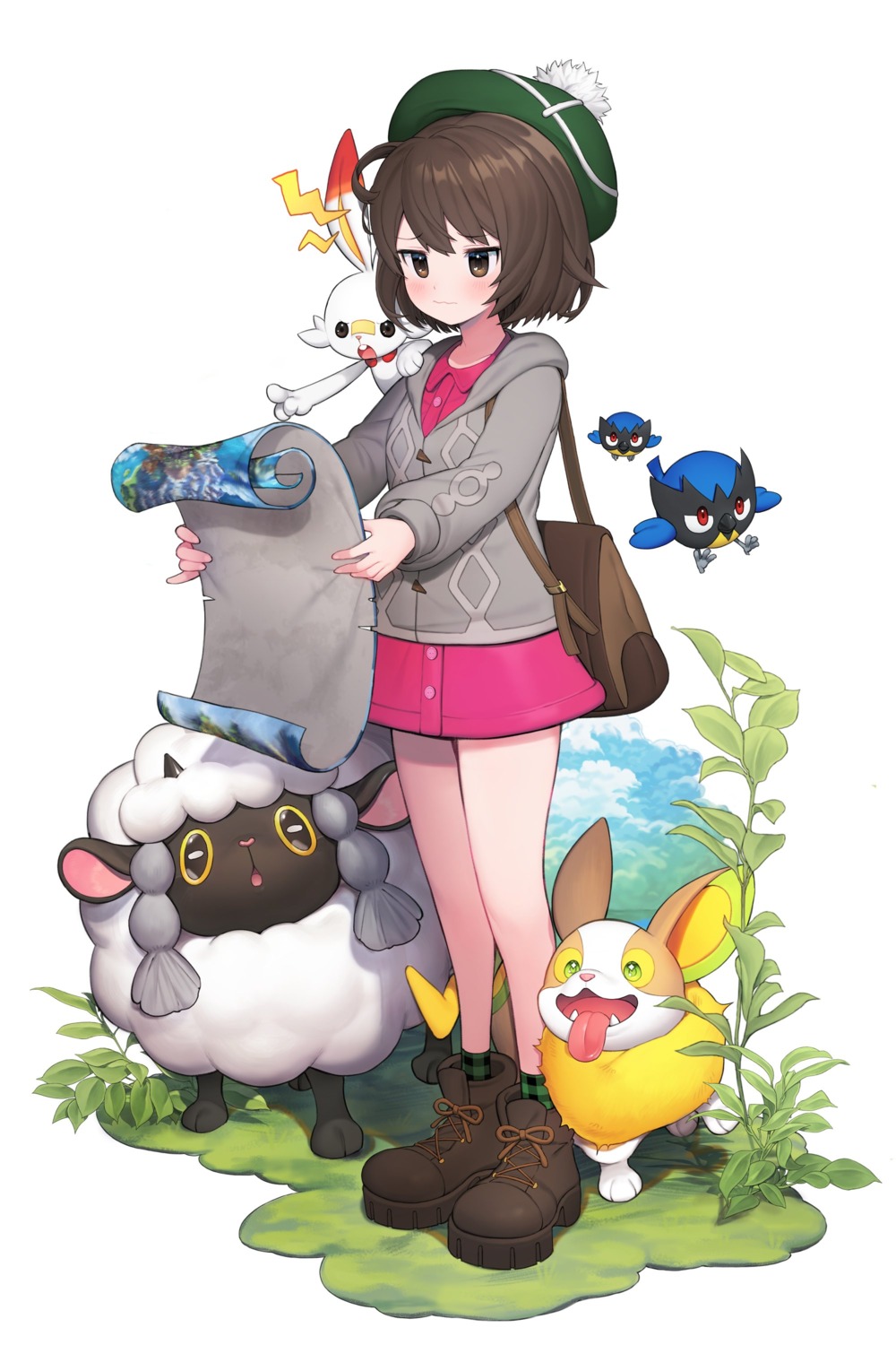 kuang1104, pokemon, pokemon_swsh, scorbunny, wooloo, yamper, yuuri_(pokemon)